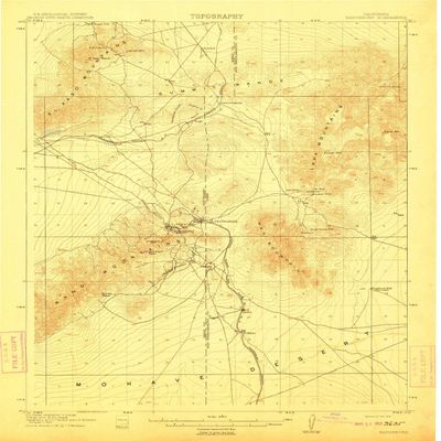 YellowMaps Randsburg CA topo map, 1:62500 Scale, 15 X 15 Minute, Historical, 1912, 19.8 x 16.6 in - Tyvek