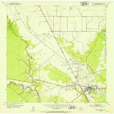 YellowMaps West Columbia TX topo map, 1:24000 Scale, 7.5 X 7.5 Minute, Historical, 1952, 26.9 x 23 in - Polypropylene