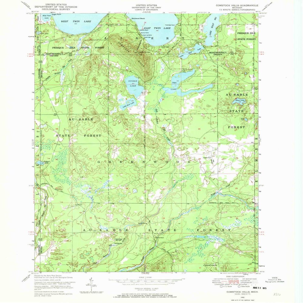 YellowMaps Comstock Hills MI topo map, 1:24000 Scale, 7.5 X 7.5 Minute, Historical, 1950, Updated 1973, 26.7 x 22 in - Polypropylene