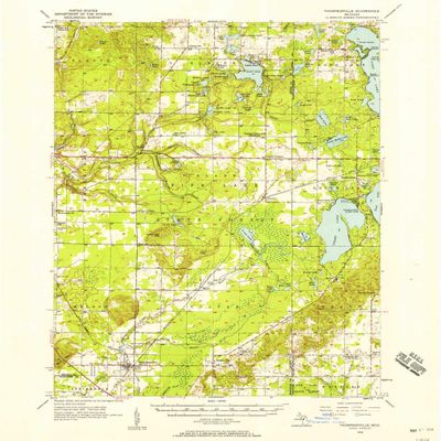 YellowMaps Thompsonville MI topo map, 1:62500 Scale, 15 X 15 Minute, Historical, 1956, Updated 1958, 20.7 x 16.9 in - Tyvek