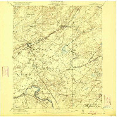 YellowMaps Antwerp NY topo map, 1:62500 Scale, 15 X 15 Minute, Historical, 1911, Updated 1922, 19.9 x 16.5 in - Polypropylene