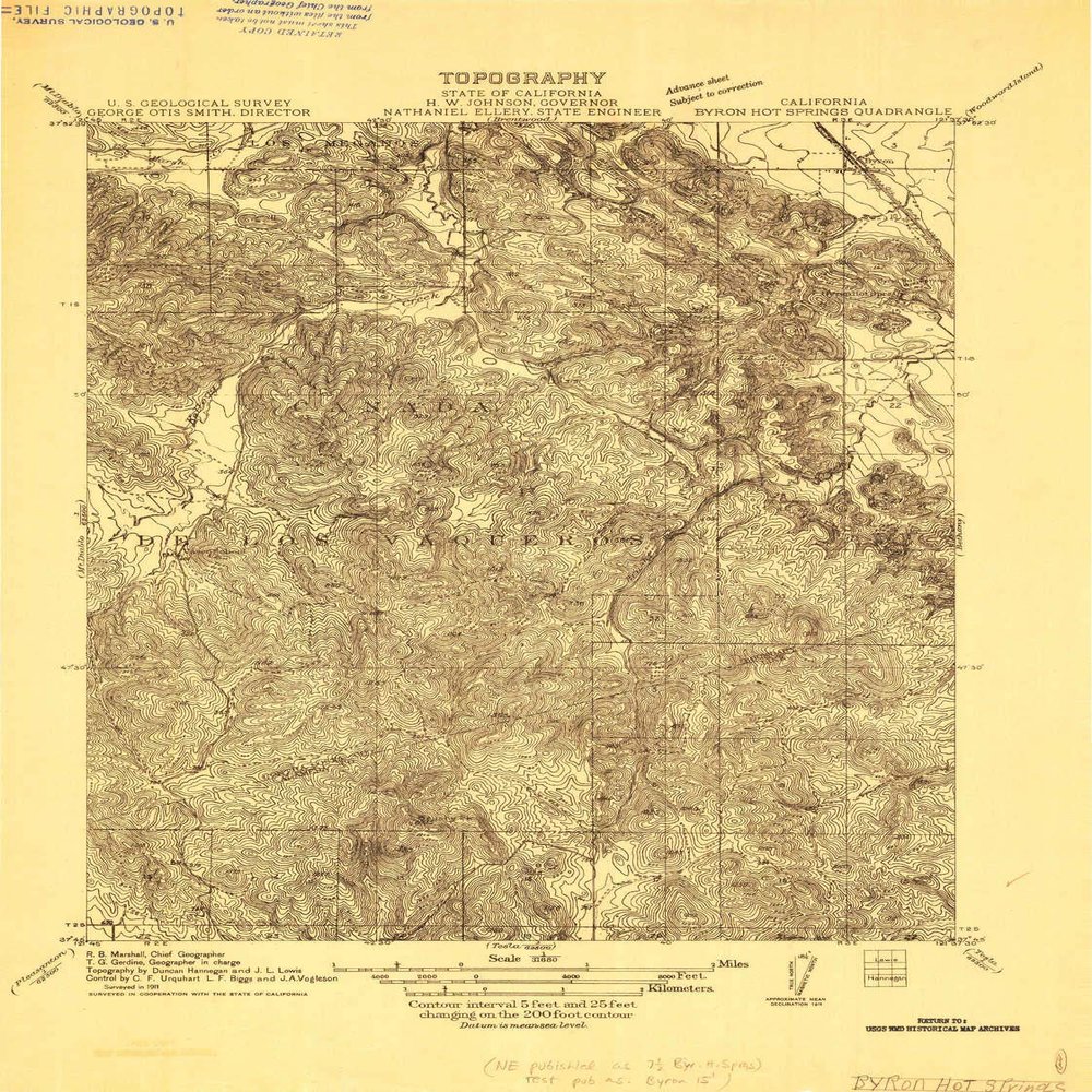 YellowMaps Byron Hot Springs CA topo map, 1:31680 Scale, 7.5 X 7.5 Minute, Historical, 1911, 23 x 17.2 in - Tyvek