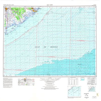 YellowMaps Bay City TX topo map, 1:250000 Scale, 1 X 2 Degree, Historical, 1974, Updated 1978, 26 x 34.3 in - Polypropylene