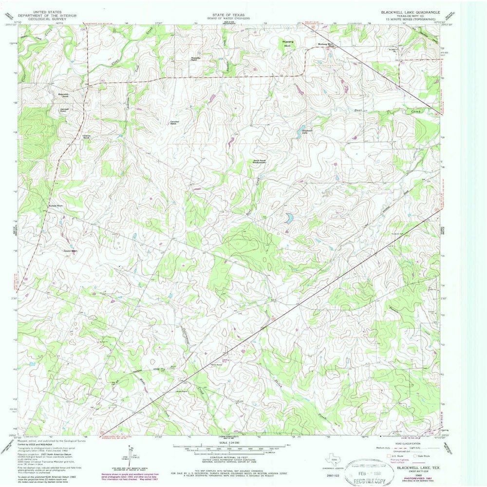 YellowMaps Blackwell Lake TX topo map, 1:24000 Scale, 7.5 X 7.5 Minute, Historical, 1960, Updated 1987, 27 x 23 in - Polypropylene