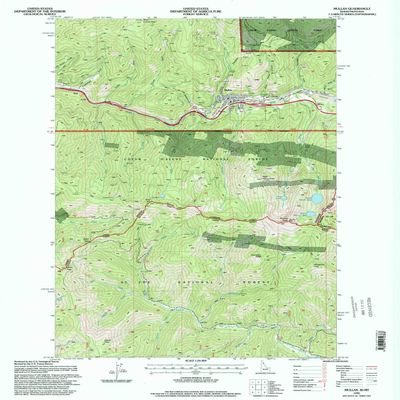 YellowMaps Mullan ID topo map, 1:24000 Scale, 7.5 X 7.5 Minute, Historical, 1995, Updated 1998, 26.9 x 22 in - Polypropylene