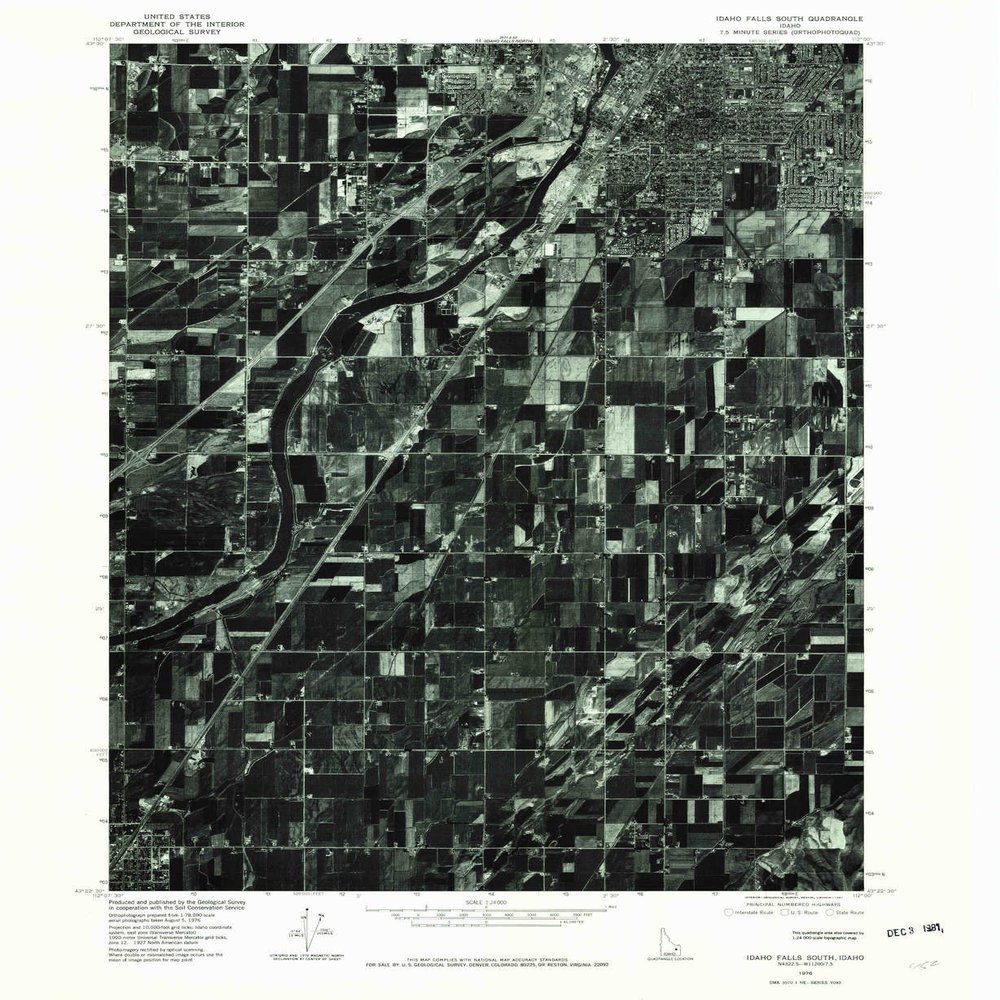YellowMaps Idaho Falls South ID topo map, 1:24000 Scale, 7.5 X 7.5 Minute, Historical, 1976, Updated 1981, 26.9 x 22 in - Polypropylene