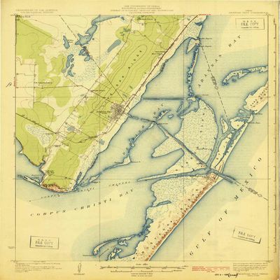 YellowMaps Aransas Pass TX topo map, 1:62500 Scale, 15 X 15 Minute, Historical, 1925, 19.9 x 17.2 in - Polypropylene