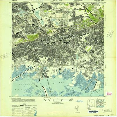 YellowMaps Jamaica NY topo map, 1:24000 Scale, 7.5 X 7.5 Minute, Historical, 1947, 28.3 x 22 in - Polypropylene