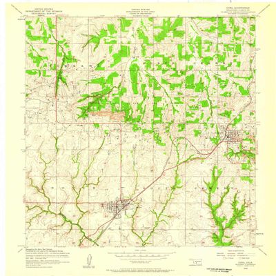 YellowMaps Cyril OK topo map, 1:24000 Scale, 7.5 X 7.5 Minute, Historical, 1956, Updated 1959, 27.4 x 22.5 in - Tyvek