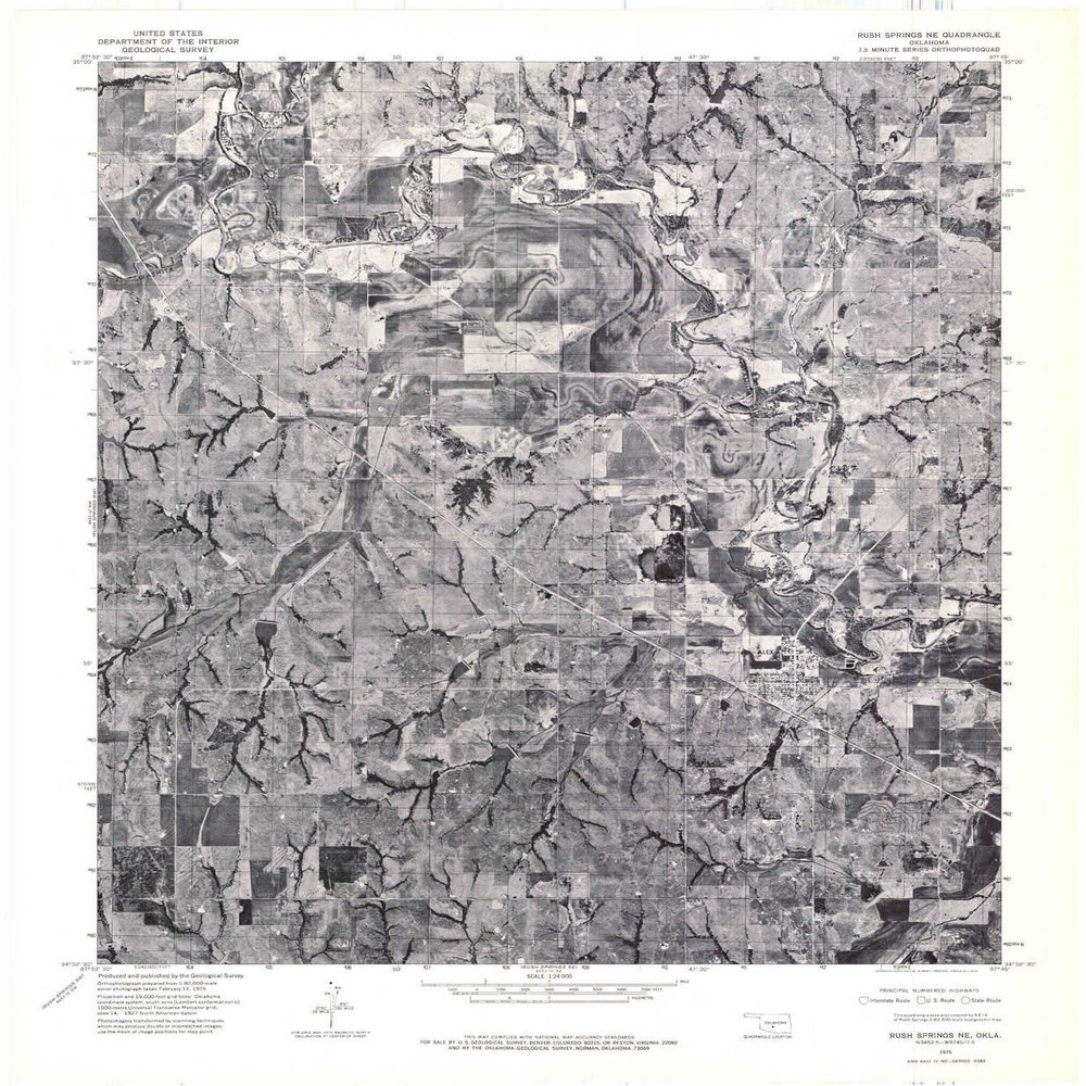 YellowMaps Rush Springs NE OK topo map, 1:24000 Scale, 7.5 X 7.5 Minute, Historical, 1975, Updated 1976, 27.3 x 22.5 in - Polypropylene