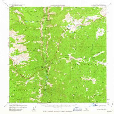 YellowMaps Kern Peak CA topo map, 1:62500 Scale, 15 X 15 Minute, Historical, 1956, Updated 1963, 20.8 x 16.6 in - Polypropylene