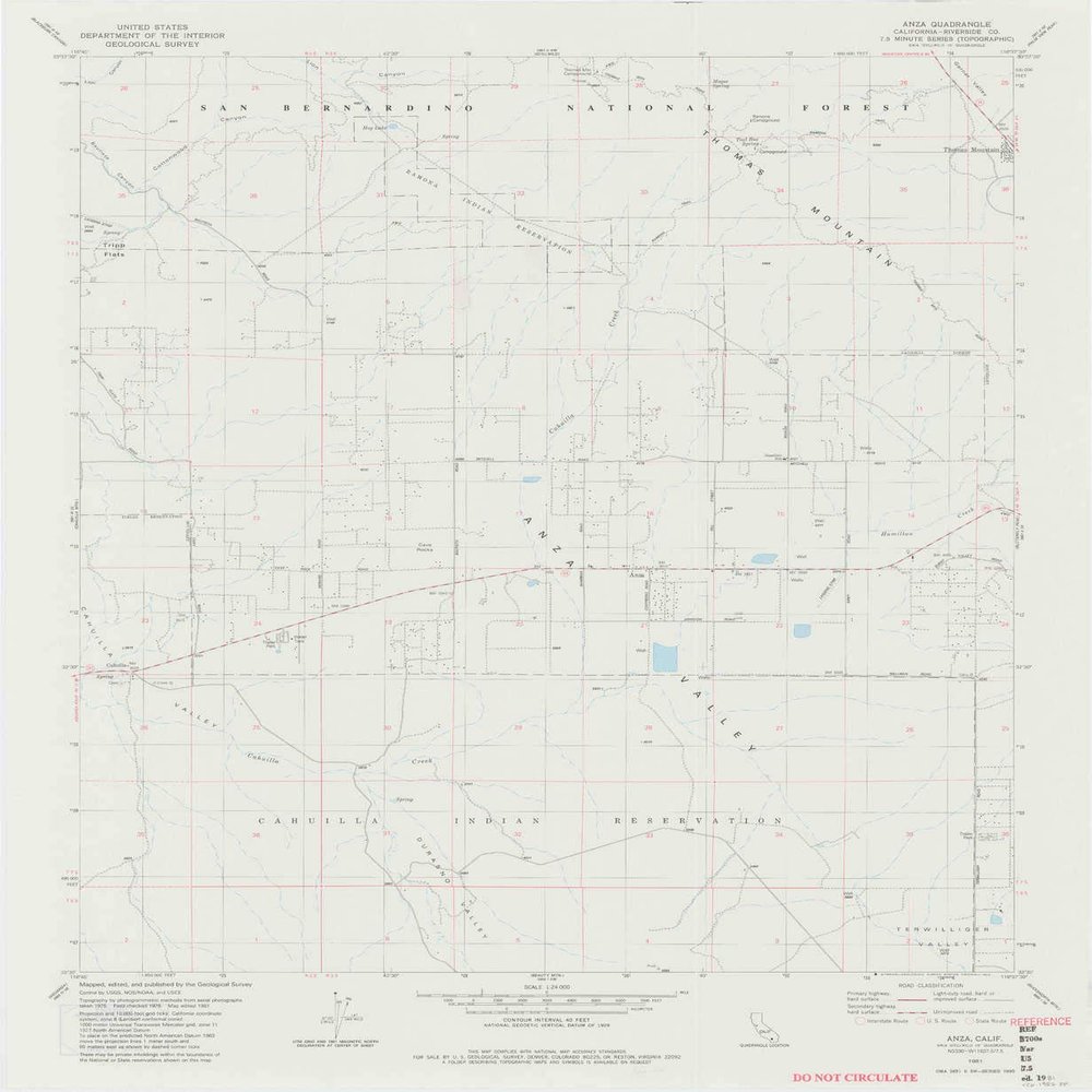 YellowMaps Anza CA topo map, 1:24000 Scale, 7.5 X 7.5 Minute, Historical, 1981, Updated 1982, 27.1 x 22.3 in - Polypropylene