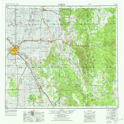 YellowMaps Lubbock TX topo map, 1:250000 Scale, 1 X 2 Degree, Historical, 1954, Updated 1976, 22.1 x 33.3 in - Polypropylene