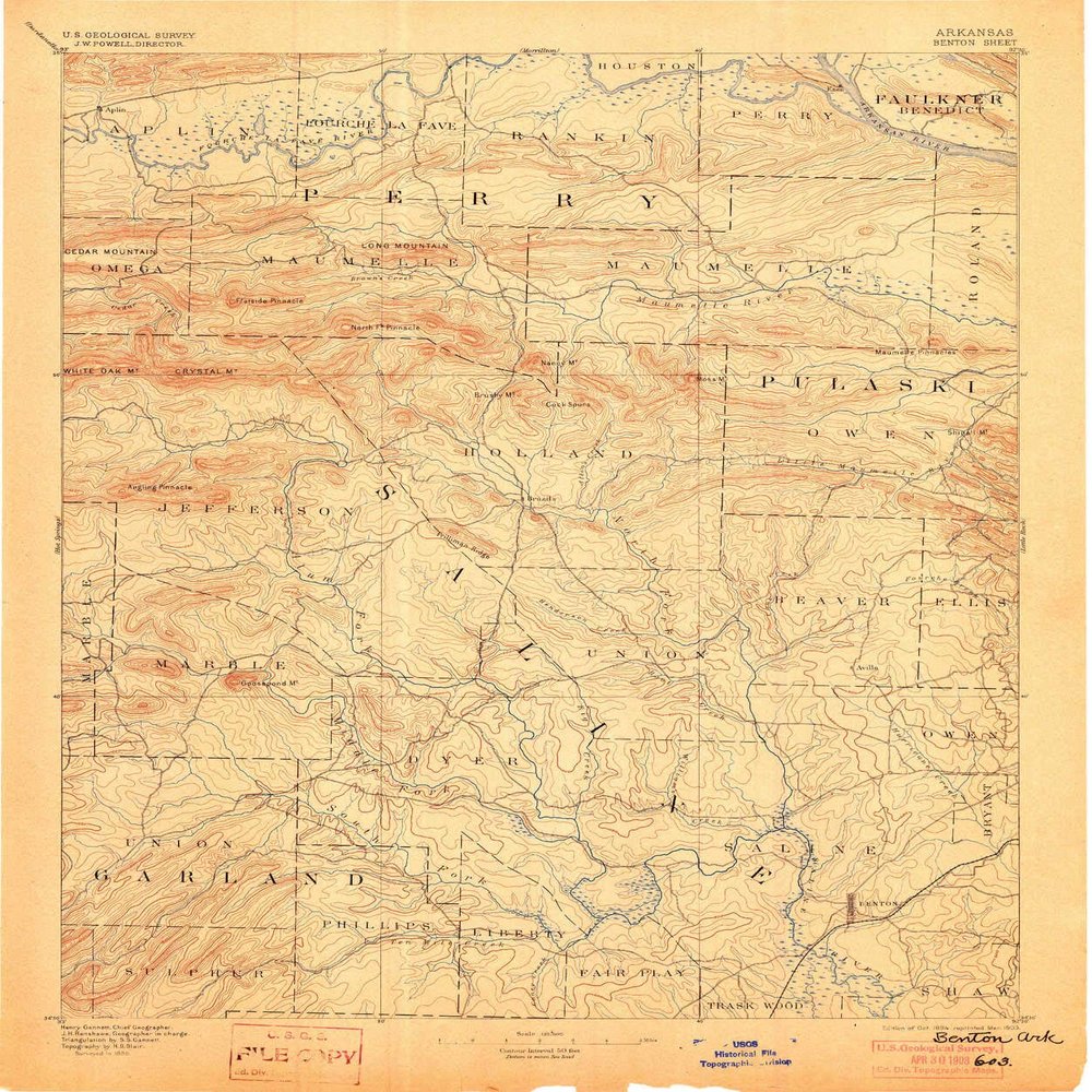 YellowMaps Benton AR topo map, 1:125000 Scale, 30 X 30 Minute, Historical, 1894, Updated 1903, 19.8 x 16.5 in - Tyvek