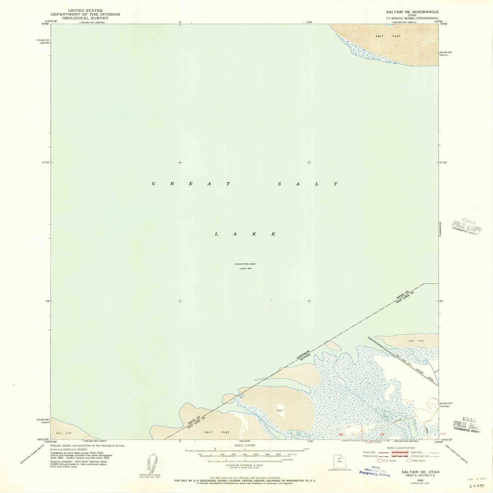 YellowMaps Saltair NE UT topo map, 1:24000 Scale, 7.5 X 7.5 Minute, Historical, 1952, Updated 1957, 27 x 21.9 in - Polypropylene