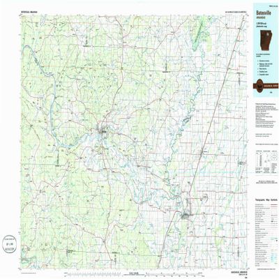 YellowMaps Batesville AR topo map, 1:100000 Scale, 30 X 60 Minute, Historical, 1986, Updated 1986, 24.1 x 44 in - Polypropylene