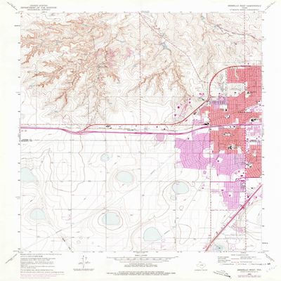 YellowMaps Amarillo West TX topo map, 1:24000 Scale, 7.5 X 7.5 Minute, Historical, 1960, Updated 1975, 26.9 x 21.8 in - Polypropylene