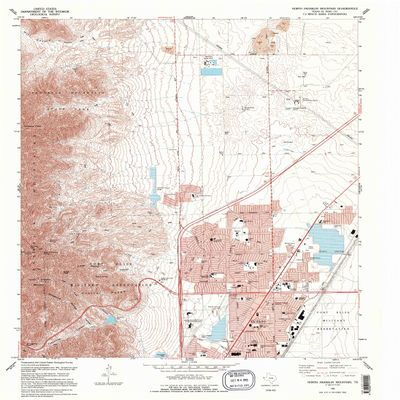 YellowMaps North Franklin Mountain TX topo map, 1:24000 Scale, 7.5 X 7.5 Minute, Historical, 1995, Updated 1995, 26.9 x 23.1 in - Polypropylene