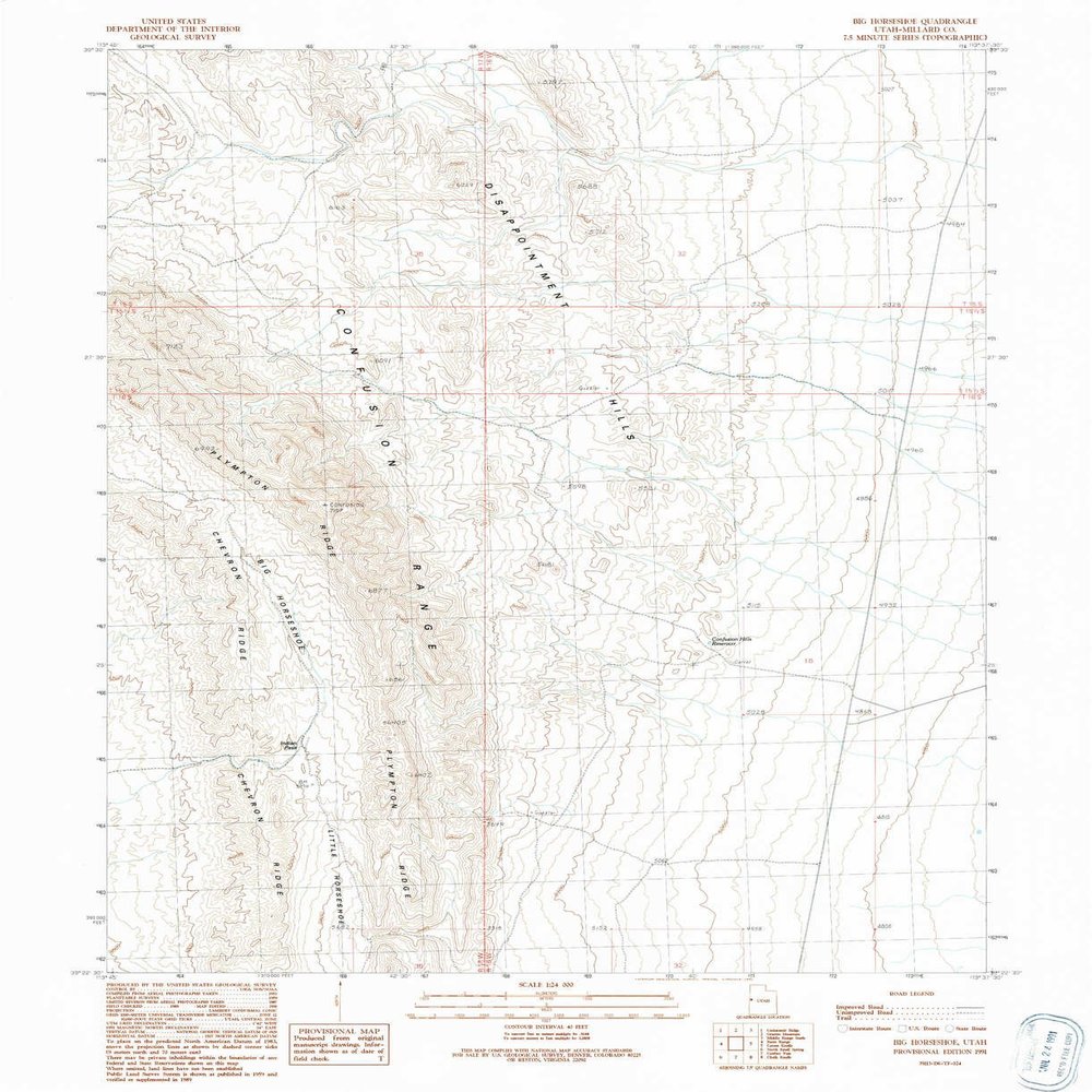YellowMaps Big Horseshoe UT topo map, 1:24000 Scale, 7.5 X 7.5 Minute, Historical, 1991, Updated 1991, 26.8 x 21.8 in - Polypropylene