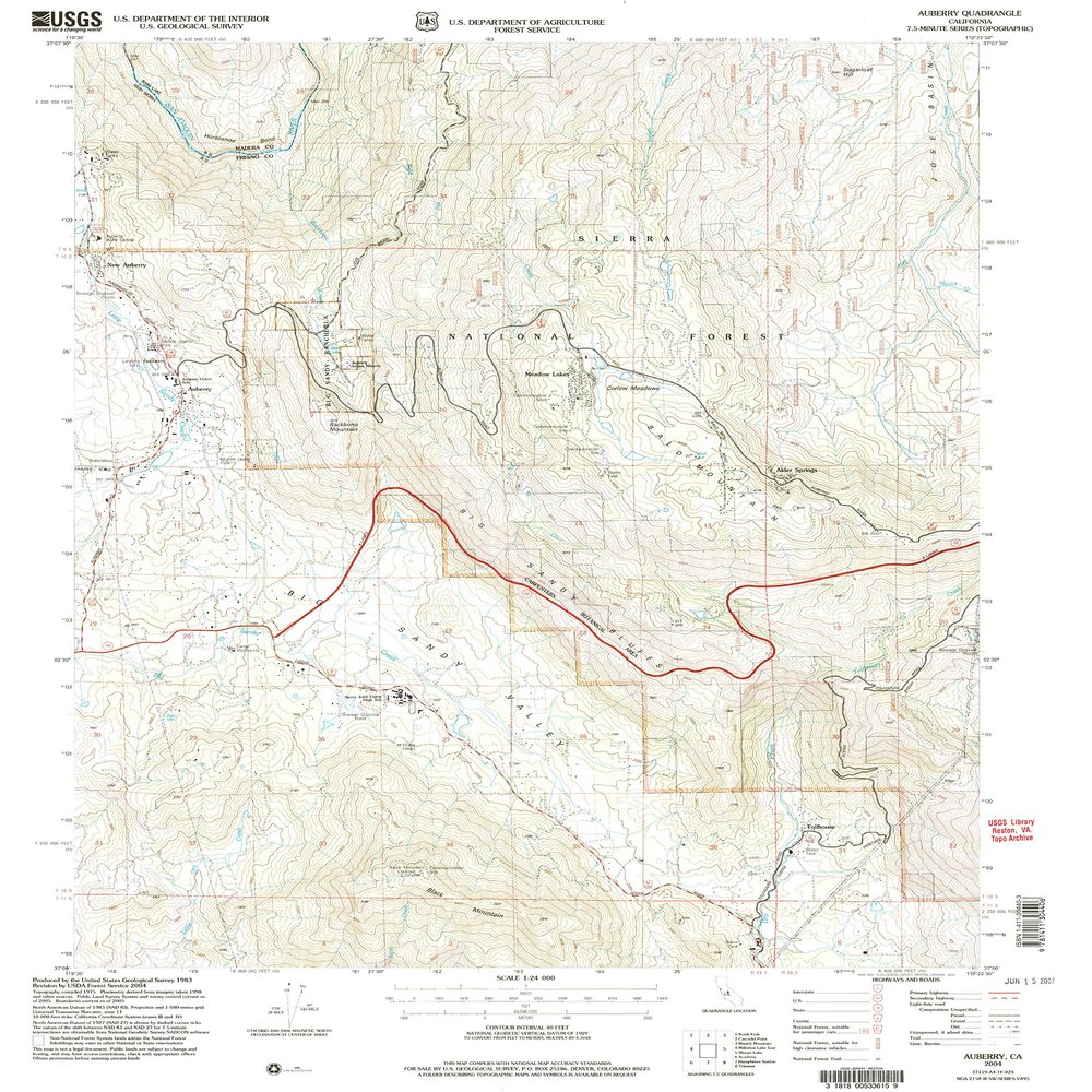 YellowMaps Auberry CA topo map, 1:24000 Scale, 7.5 X 7.5 Minute, Historical, 2004, Updated 2007, 26.9 x 22 in - Polypropylene