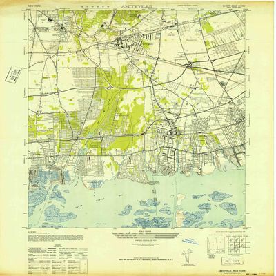 YellowMaps Amityville NY topo map, 1:24000 Scale, 7.5 X 7.5 Minute, Historical, 1947, Updated 1947, 28.8 x 22 in - Polypropylene