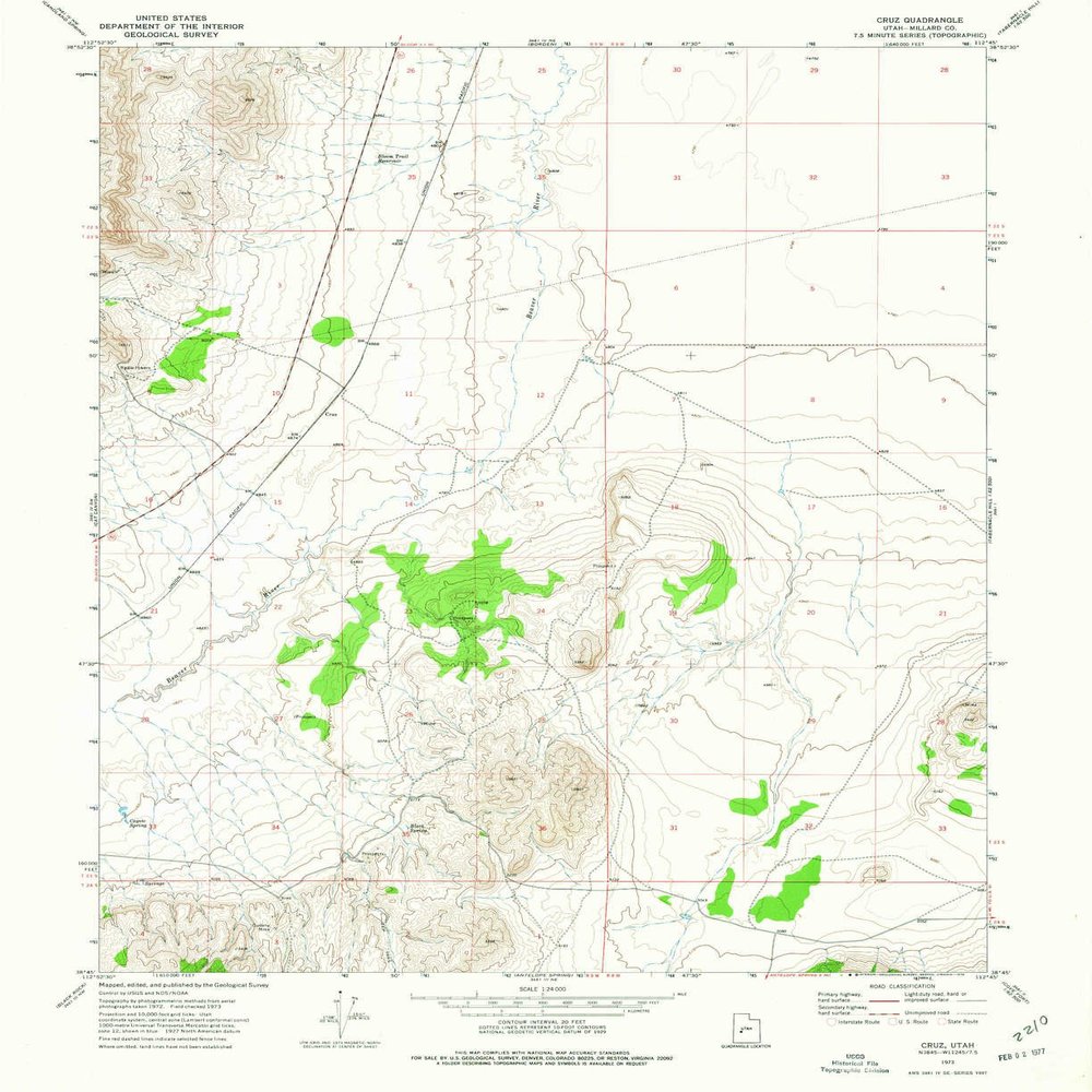 YellowMaps Cruz UT topo map, 1:24000 Scale, 7.5 X 7.5 Minute, Historical, 1973, Updated 1976, 26.7 x 21.8 in - Polypropylene
