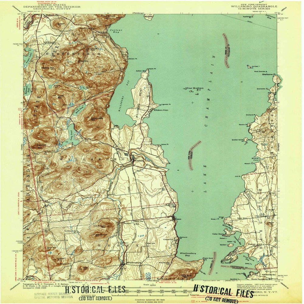 YellowMaps Willsboro NY topo map, 1:62500 Scale, 15 X 15 Minute, Historical, 1941, 20 x 15 in - Polypropylene