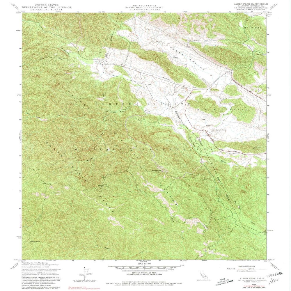 YellowMaps Alder Peak CA topo map, 1:24000 Scale, 7.5 X 7.5 Minute, Historical, 1949, Updated 1980, 26.8 x 22 in - Tyvek