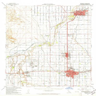 YellowMaps Brawley CA topo map, 1:62500 Scale, 15 X 15 Minute, Historical, 1957, Updated 1961, 20.8 x 16.7 in - Polypropylene