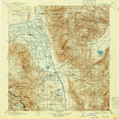 YellowMaps Bishop CA topo map, 1:125000 Scale, 30 X 30 Minute, Historical, 1913, Updated 1941, 19.8 x 16.5 in - Polypropylene
