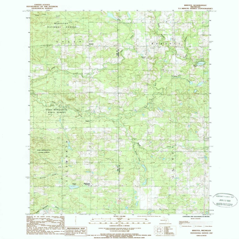 YellowMaps Bristol MI topo map, 1:24000 Scale, 7.5 X 7.5 Minute, Historical, 1987, Updated 1988, 26.8 x 21.9 in - Polypropylene