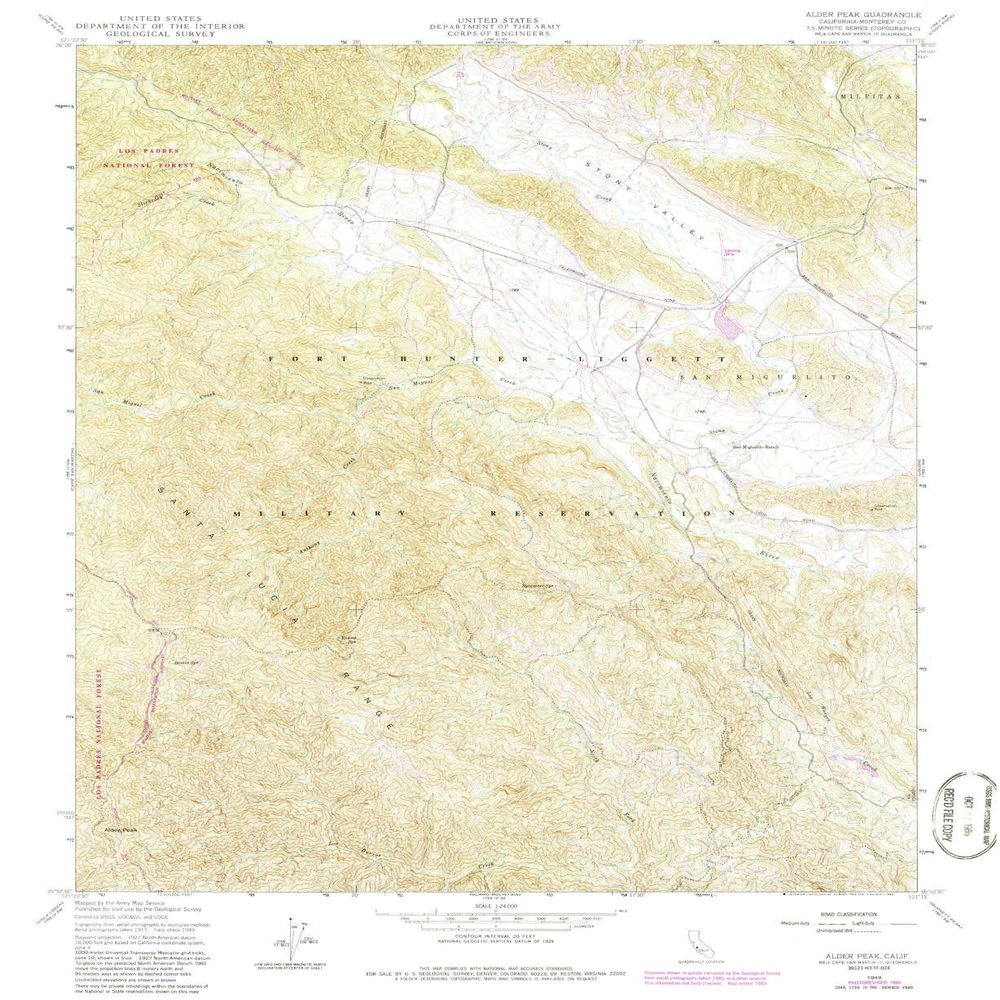 YellowMaps Alder Peak CA topo map, 1:24000 Scale, 7.5 X 7.5 Minute, Historical, 1949, Updated 1986, 26.9 x 22 in - Tyvek