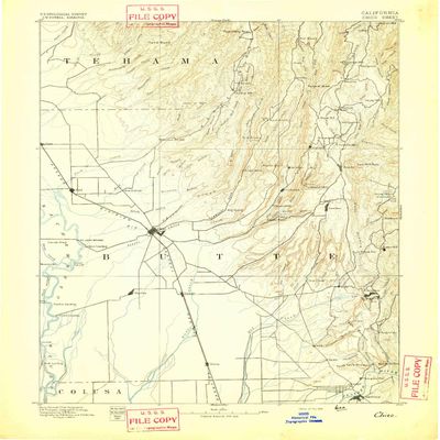 YellowMaps Chico CA topo map, 1:125000 Scale, 30 X 30 Minute, Historical, 1893, Updated 1893, 20.1 x 16.6 in - Tyvek