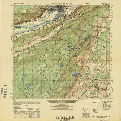 YellowMaps Port Jervis South NY topo map, 1:25000 Scale, 7.5 X 7.5 Minute, Historical, 1949, Updated 1949, 28.7 x 22 in - Polypropylene
