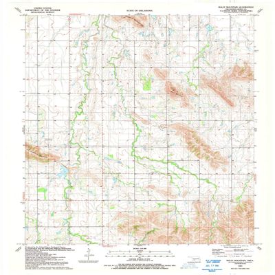 YellowMaps Bally Mountain OK topo map, 1:24000 Scale, 7.5 X 7.5 Minute, Historical, 1991, Updated 1992, 27.3 x 22.5 in - Polypropylene