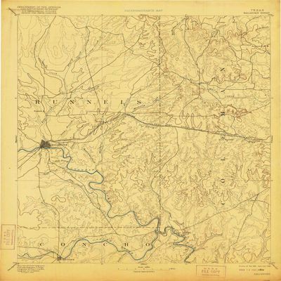 YellowMaps Ballinger TX topo map, 1:125000 Scale, 30 X 30 Minute, Historical, 1892, Updated 1920, 19.8 x 16.6 in - Tyvek
