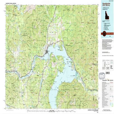 YellowMaps Sandpoint ID topo map, 1:100000 Scale, 30 X 60 Minute, Historical, 1984, Updated 1984, 24.1 x 36.1 in - Polypropylene