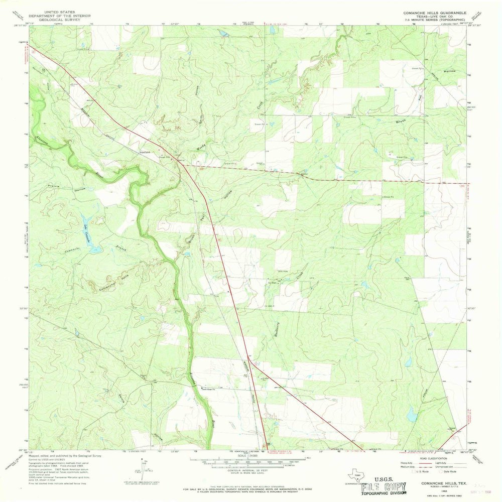 YellowMaps Comanche Hills TX topo map, 1:24000 Scale, 7.5 X 7.5 Minute, Historical, 1965, Updated 1968, 26.9 x 23 in - Tyvek