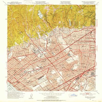 YellowMaps Beverly Hills CA topo map, 1:24000 Scale, 7.5 X 7.5 Minute, Historical, 1950, Updated 1952, 27 x 21.9 in - Polypropylene