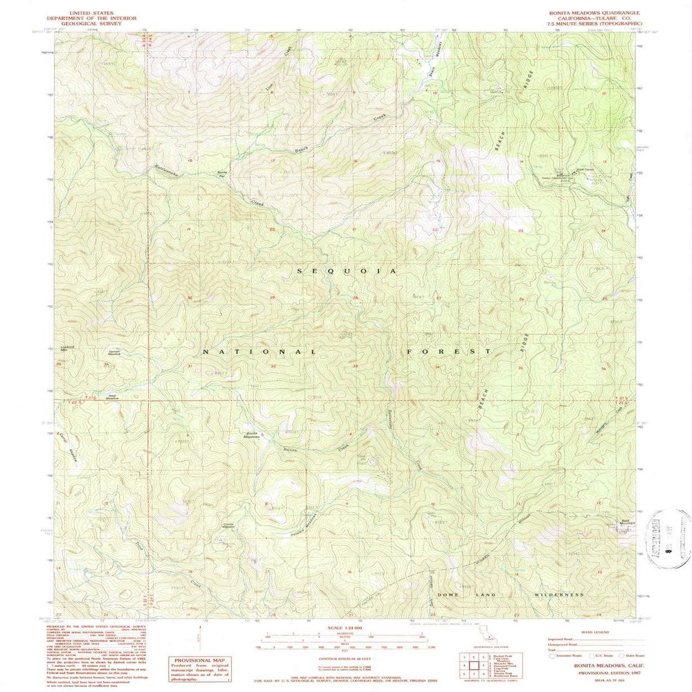YellowMaps Bonita Meadows CA topo map, 1:24000 Scale, 7.5 X 7.5 Minute, Historical, 1987, Updated 1987, 26.7 x 21.9 in - Polypropylene