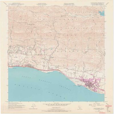 YellowMaps Carpinteria CA topo map, 1:24000 Scale, 7.5 X 7.5 Minute, Historical, 1952, Updated 1968, 27.2 x 22.4 in - Polypropylene