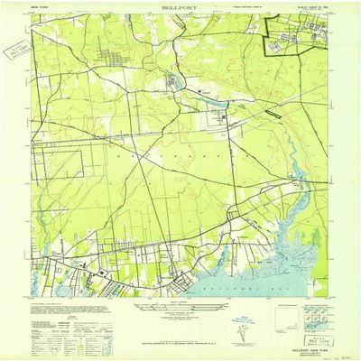 Bellport NY topo map, 1:24000 Scale, 7.5 X 7.5 Minute, Historical, 1947, 29 x 21 in - Polypropylene
