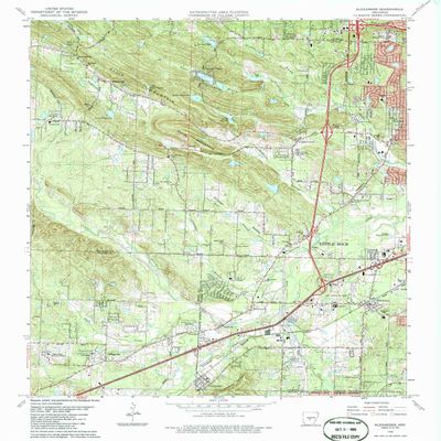 YellowMaps Alexander AR topo map, 1:24000 Scale, 7.5 X 7.5 Minute, Historical, 1986, Updated 1986, 26.7 x 22 in - Tyvek