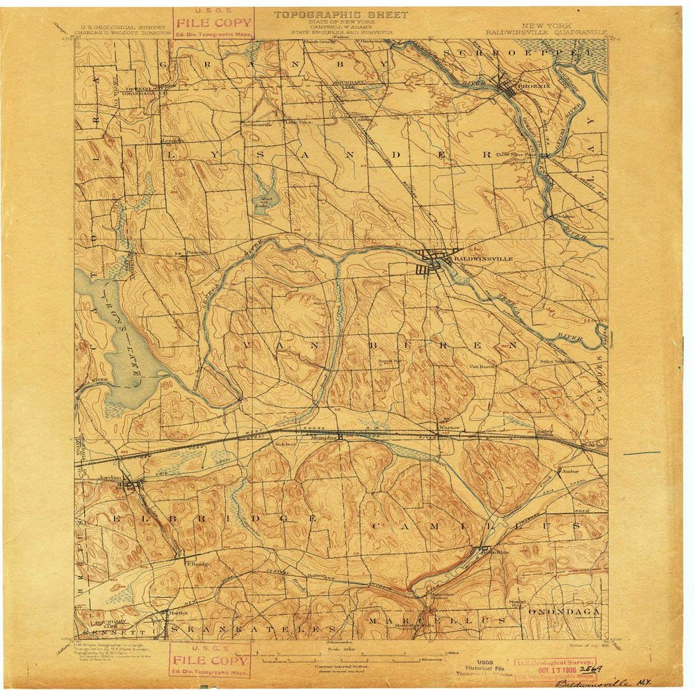 YellowMaps Baldwinsville NY topo map, 1:62500 Scale, 15 X 15 Minute, Historical, 1900, 20.2 x 16.6 in - Tyvek