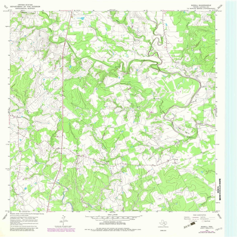 Ezzell TX topo map, 1:24000 Scale, 7.5 X 7.5 Minute, Historical, 1964, Updated 1983, 27 x 23 in - Polypropylene