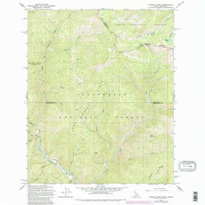 YellowMaps Hoodoo Pass ID topo map, 1:24000 Scale, 7.5 X 7.5 Minute, Historical, 1965, Updated 1984, 26.9 x 22 in - Polypropylene