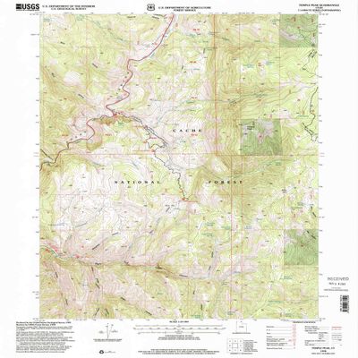 YellowMaps Temple Peak UT topo map, 1:24000 Scale, 7.5 X 7.5 Minute, Historical, 1998, Updated 2001, 26.7 x 21.8 in - Tyvek