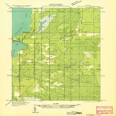 YellowMaps Gould City NW MI topo map, 1:31680 Scale, 7.5 X 7.5 Minute, Historical, 1931, 21.7 x 15.8 in - Polypropylene