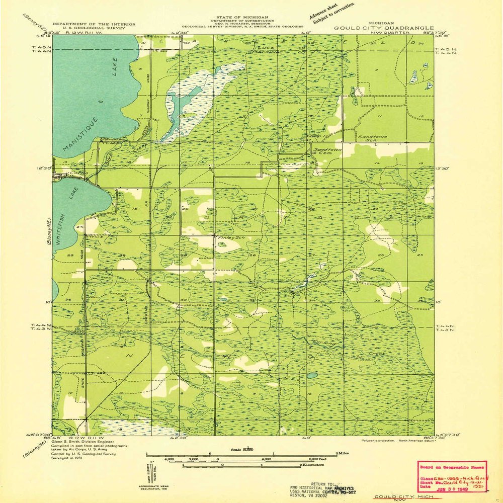 YellowMaps Gould City NW MI topo map, 1:31680 Scale, 7.5 X 7.5 Minute, Historical, 1931, 21.7 x 15.8 in - Polypropylene