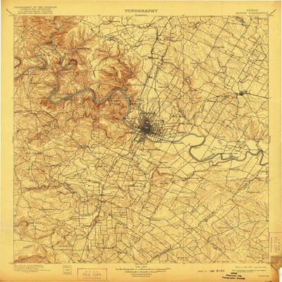 YellowMaps Austin TX topo map, 1:125000 Scale, 30 X 30 Minute, Historical, 1910, Updated 1921, 19.9 x 16.8 in - Tyvek